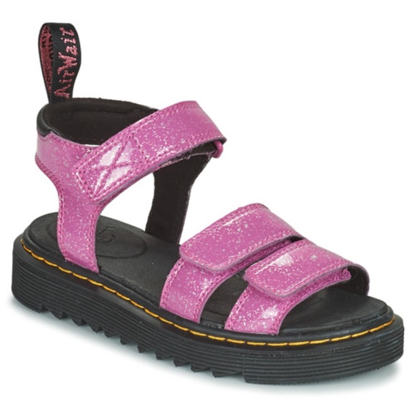 Dr. Martens Other - New Without Box Dr. Martens Girls Klaire J Dark Pink Cosmic Glitter Sandals Sz 3